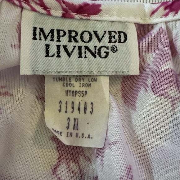 Improved Living 3X Fuchsia Pink Floral Flower Short Sleeve Scoop Neck Womens - Picture 5 of 6